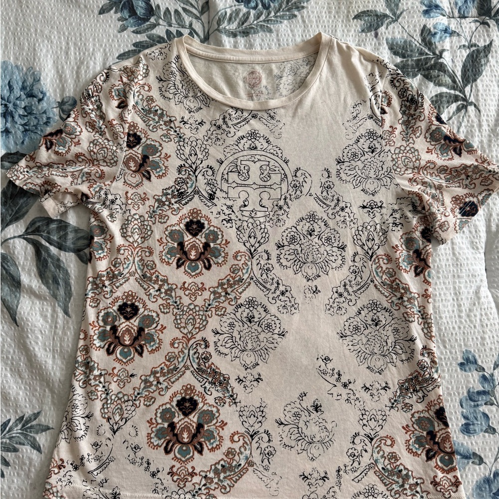 Tory Burch Cream Floral Tee